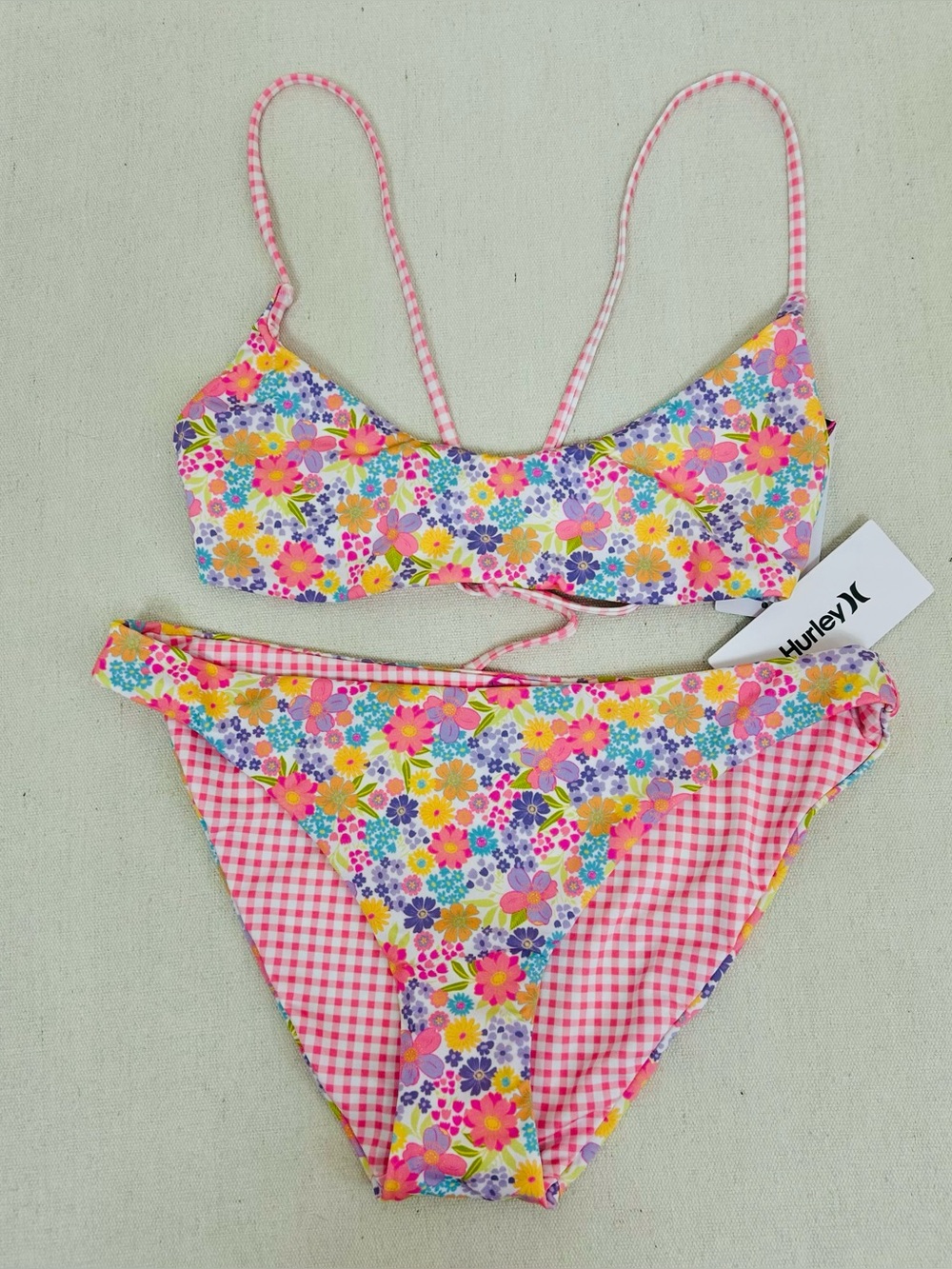 Hurley Women’s Floral Pink Multicolor Two-Piece Bikini